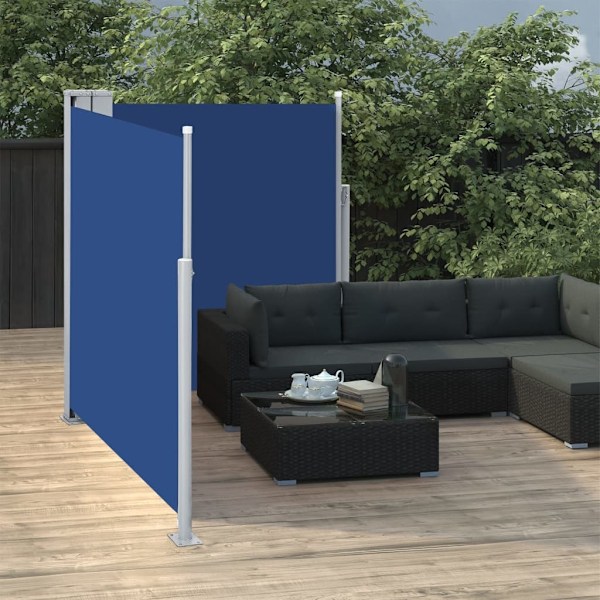 vidaXL Infällbar sidomarkis blå 140x600 cm Blå