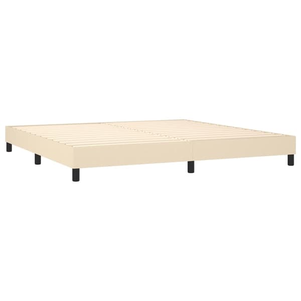 vidaXL Ramsäng med madrass & LED gräddvit 200x200 cm tyg Kräm