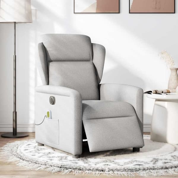 vidaXL Elektrisk massagefåtölj molngrå tyg Grå