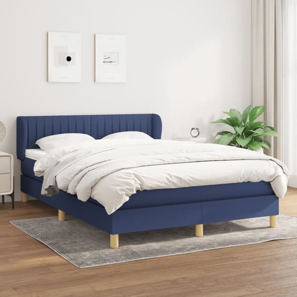 vidaXL Ramsäng med madrass blå 140x200 cm tyg Blå