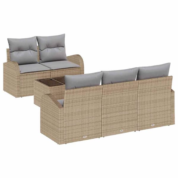 vidaXL Trädgårdsoffset 6 st Beige konstrotting Beige