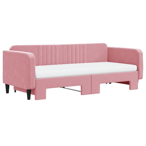 vidaXL Dagbädd utdragbar med madrasser rosa 90x200 cm sammet Rosa
