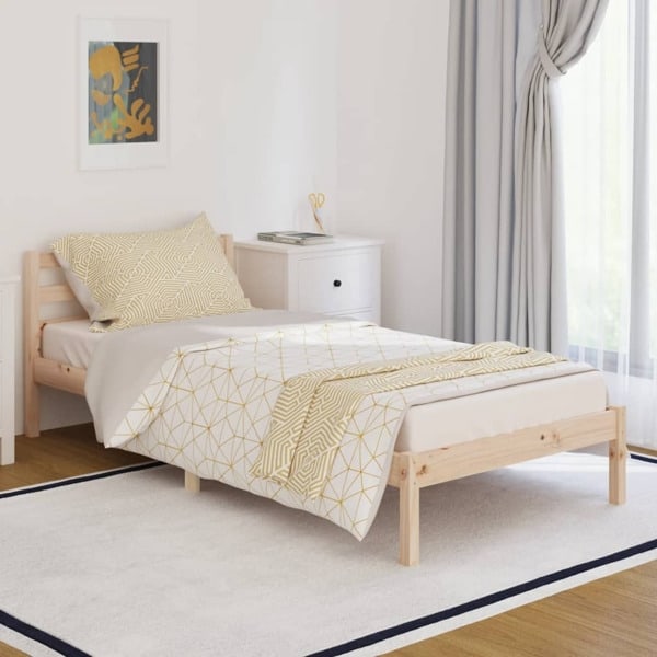 vidaXL Sängram massiv furu 90x200 cm Brun