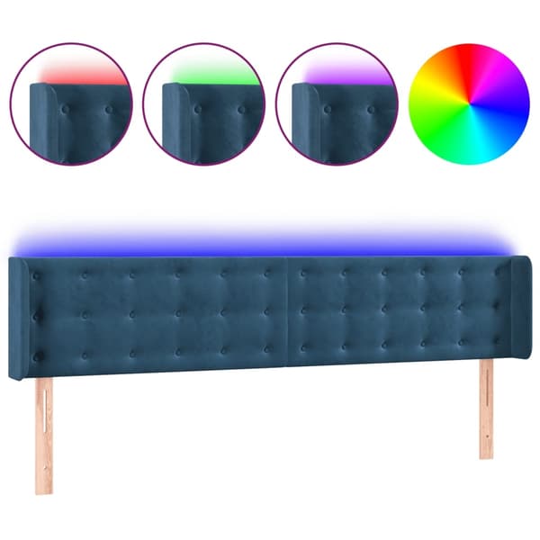 vidaXL Sänggavel LED mörkblå 183x16x78/88 cm sammet Blå