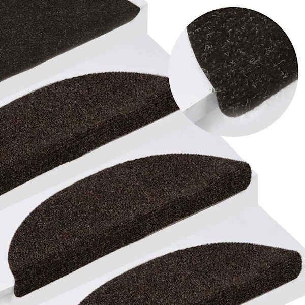 vidaXL Trappstegsmattor självhäftande 5 st brun 56x17x3 cm brodyr Brun