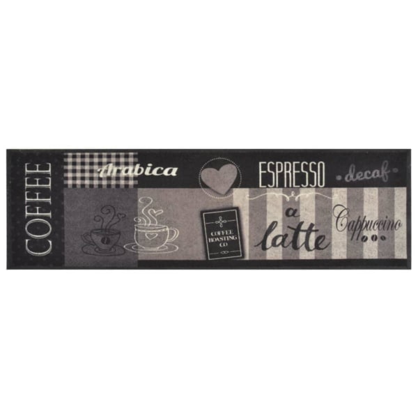 vidaXL Köksmatta maskintvättbar kaffe svart 45x150 cm sammet Flerfärgsdesign