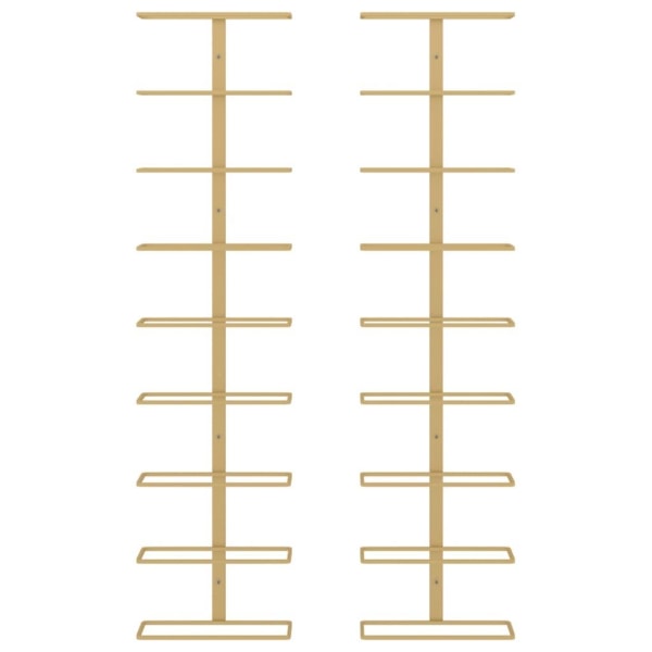 vidaXL Väggmonterat vinställ för 9 flaskor 2 st guld järn Guld