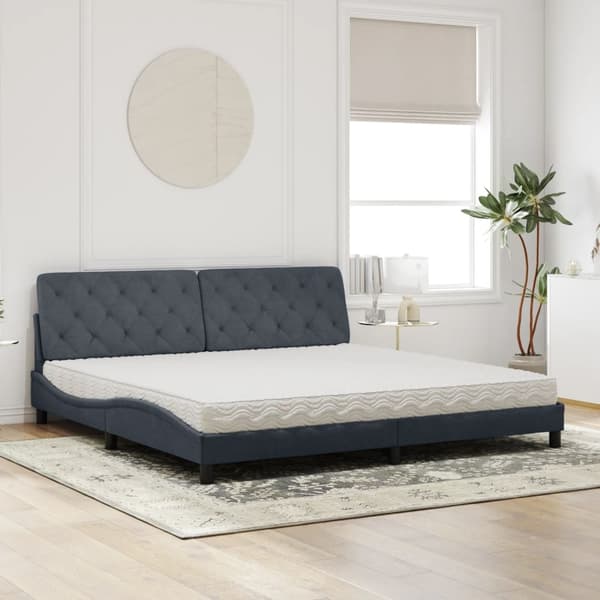 vidaXL Säng med madrass mörkgrå 200x200 cm sammet Grå