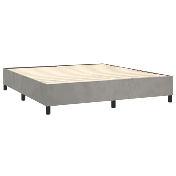 vidaXL Ramsäng med madrass ljusgrå 160x200 cm sammet Grå
