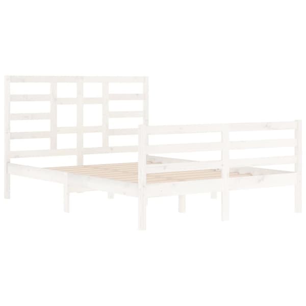 vidaXL Sängram vit massivt trä 140x190 cm Vit