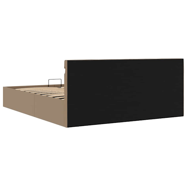 vidaXL Sängram hydraulisk förvaring LED ljusbrun konstläder 180x200 cm Brun