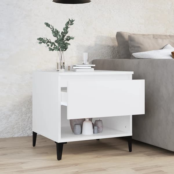 vidaXL Sängbord vit 50x46x50 cm konstruerat trä Vit