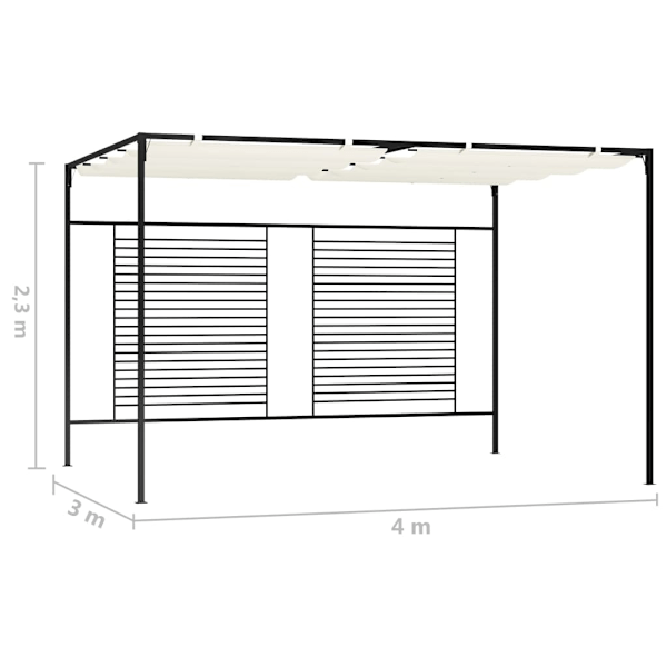 vidaXL Paviljong med infällbart tak 3x4x2,3 m gräddvit 180 g/m² Creme