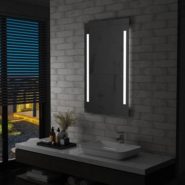 vidaXL Badrumsspegel LED 60x100 cm Silver