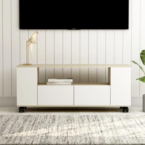 vidaXL Tv-bänk vit och sonoma-ek 120x35x48 cm konstruerat trä Vit
