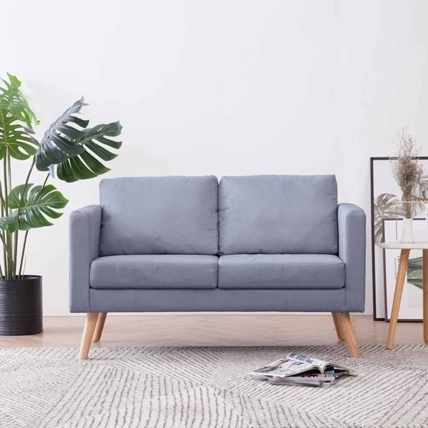 vidaXL Soffa i tyg 2-sitsig ljusgrå grå