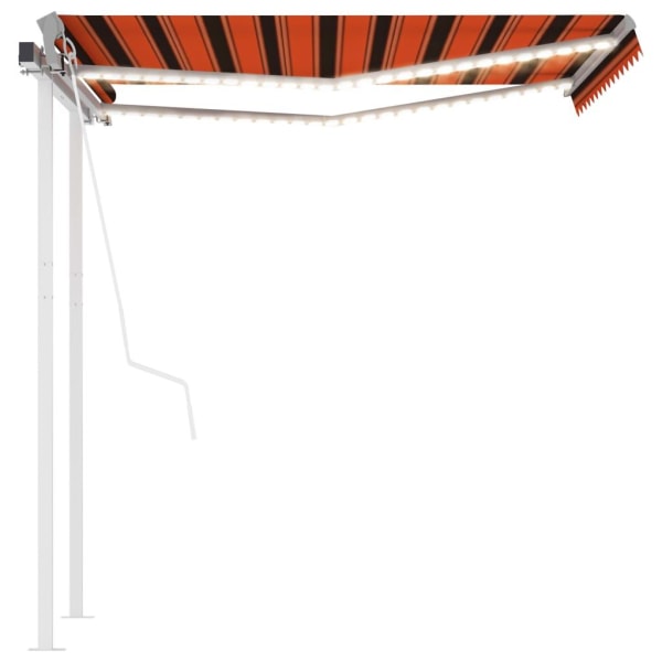 vidaXL Automatisk markis med vindsensor & LED 3x2,5 m orange/bru Orange
