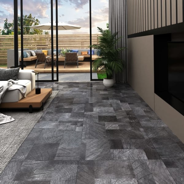 vidaXL PVC-golvbrädor självhäftande 5,11 m² trästruktur grå grå