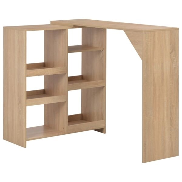 vidaXL Barbord med flyttbar hylla ek 138x39x110 cm Brun