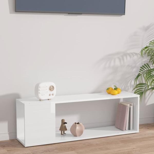 vidaXL Tv-bänk vit högglans 100x24x32 cm konstruerat trä Vit