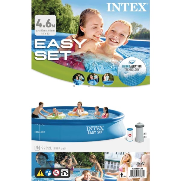 INTEX Pool Easy Set med filtersystem 457x84 cm Blå