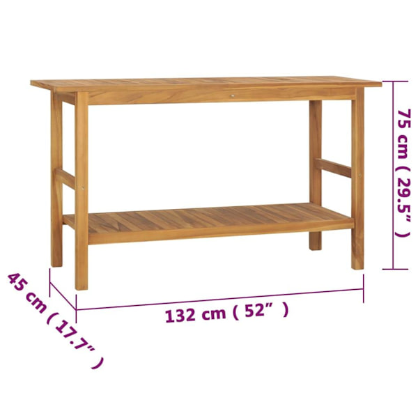 vidaXL Badrumsunderskåp massiv teak 132x45x75 cm Brun