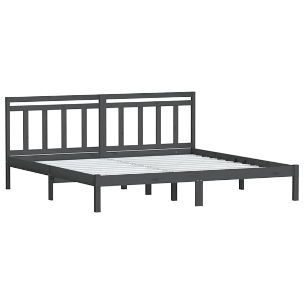 vidaXL Sängram grå massiv furu 200x200 cm Grå