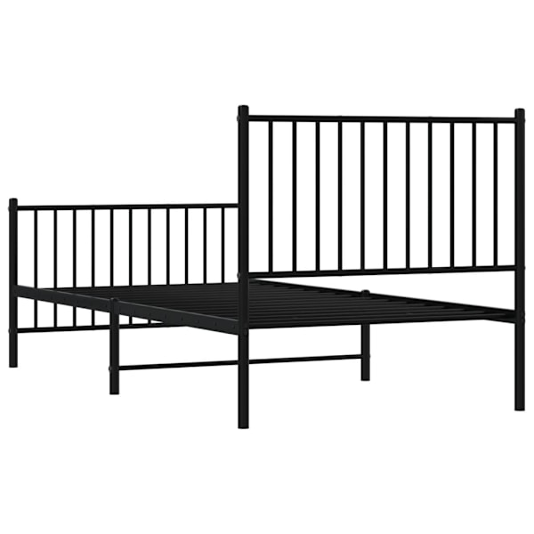 vidaXL Sängram med huvudgavel och fotgavel svart metall 90x190 cm Svart