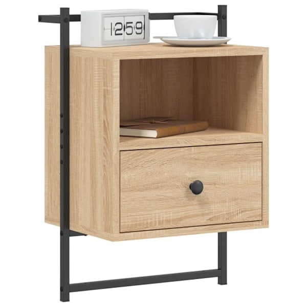 vidaXL Sängbord väggmonterat sonoma-ek 40x30x61 cm konstruerat trä Brun