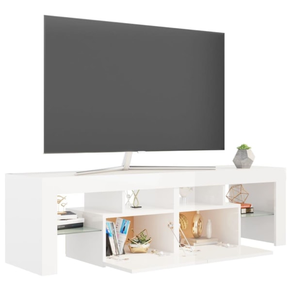 vidaXL Tv-bänk med LED-belysning vit högglans 140x36,5x40 cm Vit