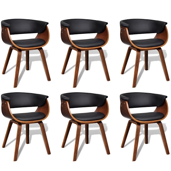 vidaXL Matstol modern konstläder med träram 6-pack Svart