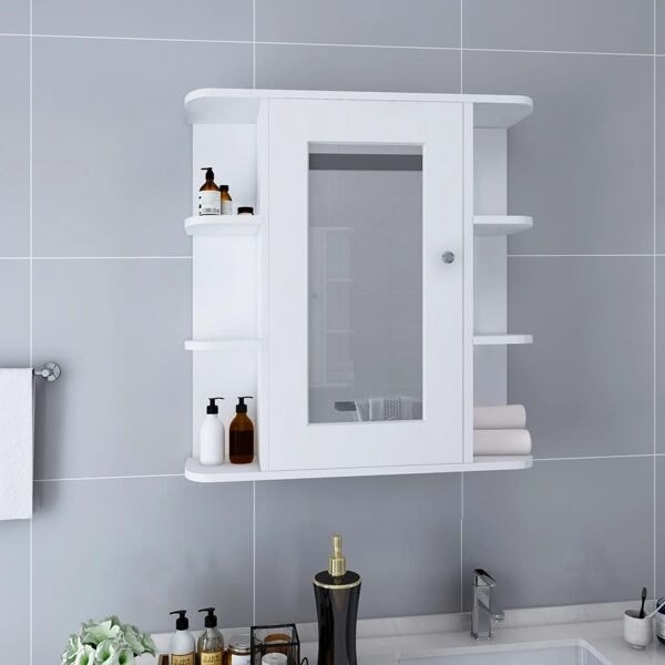 vidaXL Spegelskåp för badrum vit 66x17x63 cm MDF Vit