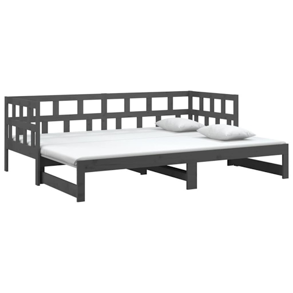 vidaXL Bäddsoffa grå massiv furu 2x(90x200) cm Grå