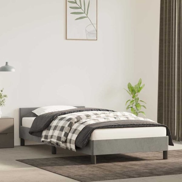 vidaXL Sängram utan madrass ljusgrå 90x190 cm sammet Grå