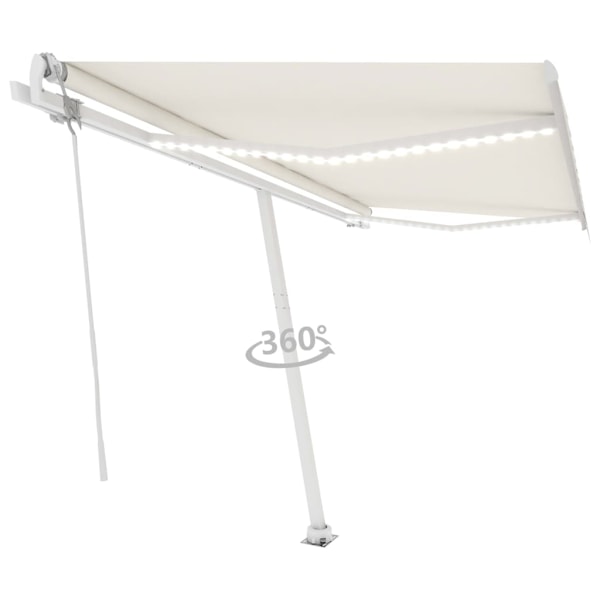 vidaXL Automatisk markis med vindsensor & LED 450x350 cm gräddvit Creme