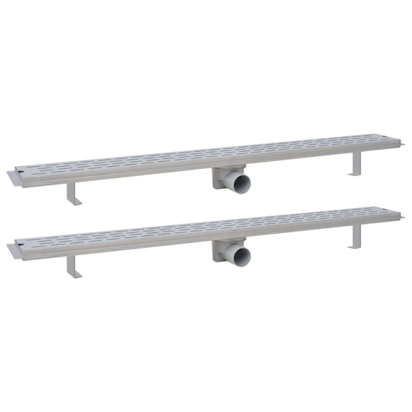 vidaXL Avlång golvbrunn 2 st rak rostfritt stål 1030x140 mm