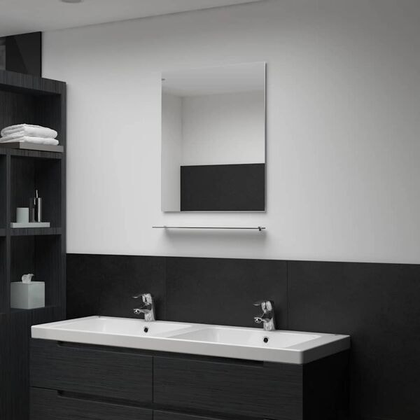 vidaXL Badrumsspegel med hylla 50x60 cm härdat glas Silver