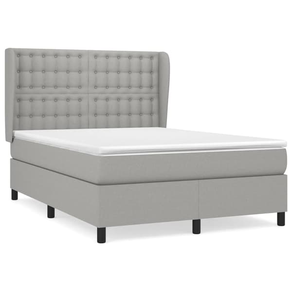 vidaXL Ramsäng med madrass ljusgrå 140x190 cm tyg Grå