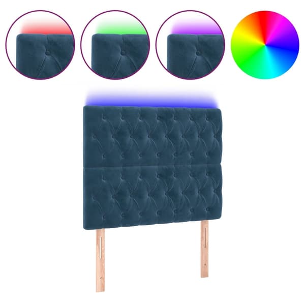 vidaXL Sänggavel LED mörkblå 100x7x118/128 cm sammet Blå