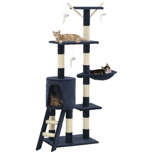 vidaXL Katt klösträd med sisalpelare 138 cm mörkblå Blå