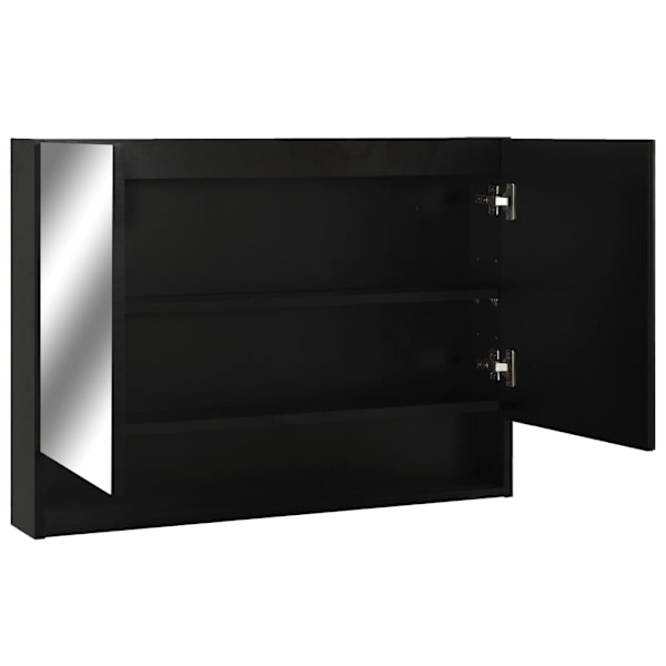 vidaXL LED-Spegelskåp för badrum svart 80x15x60 cm MDF Svart