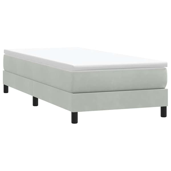 vidaXL Ramsäng med madrass ljusgrå 90x210 cm sammet Grå