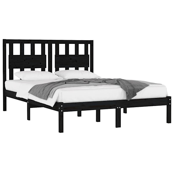 vidaXL Sängram svart massiv furu 160x200 cm Svart