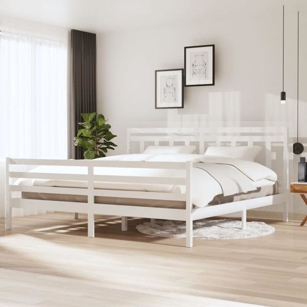 vidaXL Sängram vit massivt trä 200x200 cm Vit