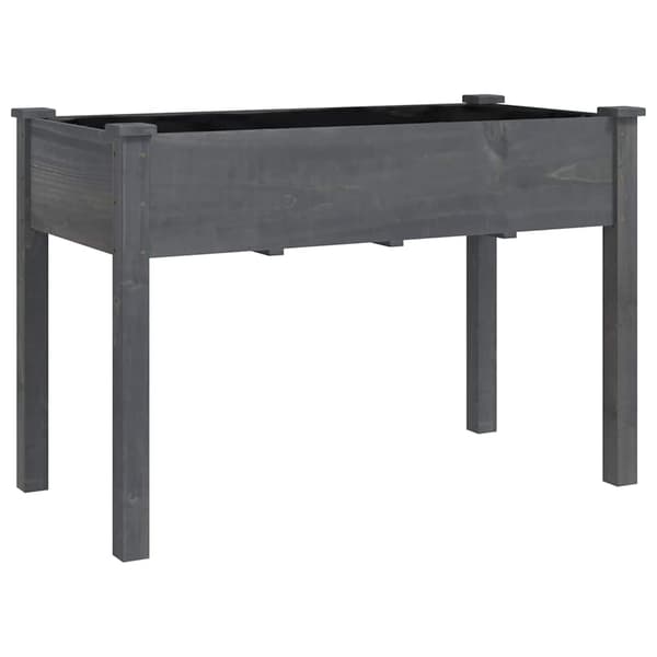 vidaXL Odlingslåda med foder grå 118x59x76 cm massivt granträ Grå