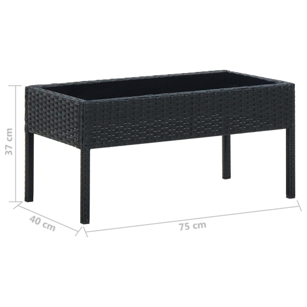 vidaXL Trädgårdsbord svart 75x40x37 cm konstrotting Svart