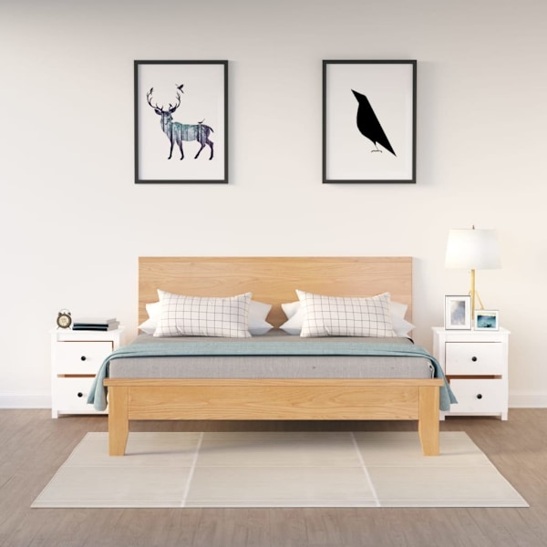 vidaXL Sängbord 2 st vit 50x35x61,5 cm massiv furu Vit