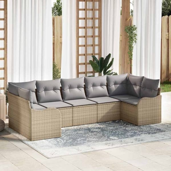 vidaXL Trädgårdsoffset Beige konstrotting Beige
