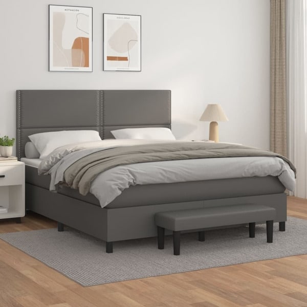 vidaXL Ramsäng med madrass grå 180x200 cm konstläder Grå