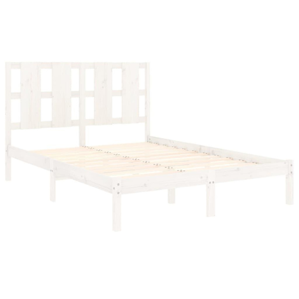 vidaXL Sängram vit massiv furu 140x190 cm Vit